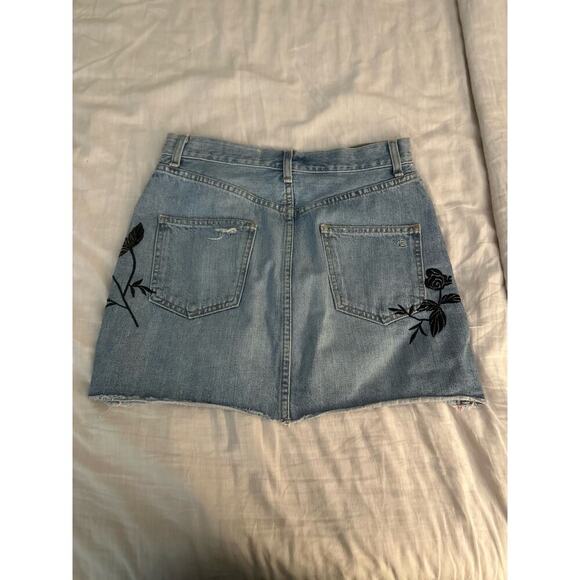 RAG & BONE Dive Denim Embroidered Mini Skirt Sz 27 - Picture 4 of 10